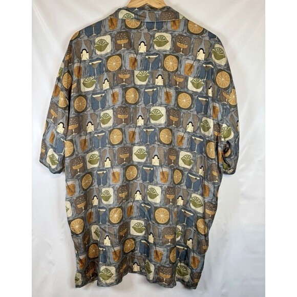 Bachrach 100% Silk Short Sleeve Button Up Martini Bar Drinks Shirt Men’s Size XL - Picture 6 of 6